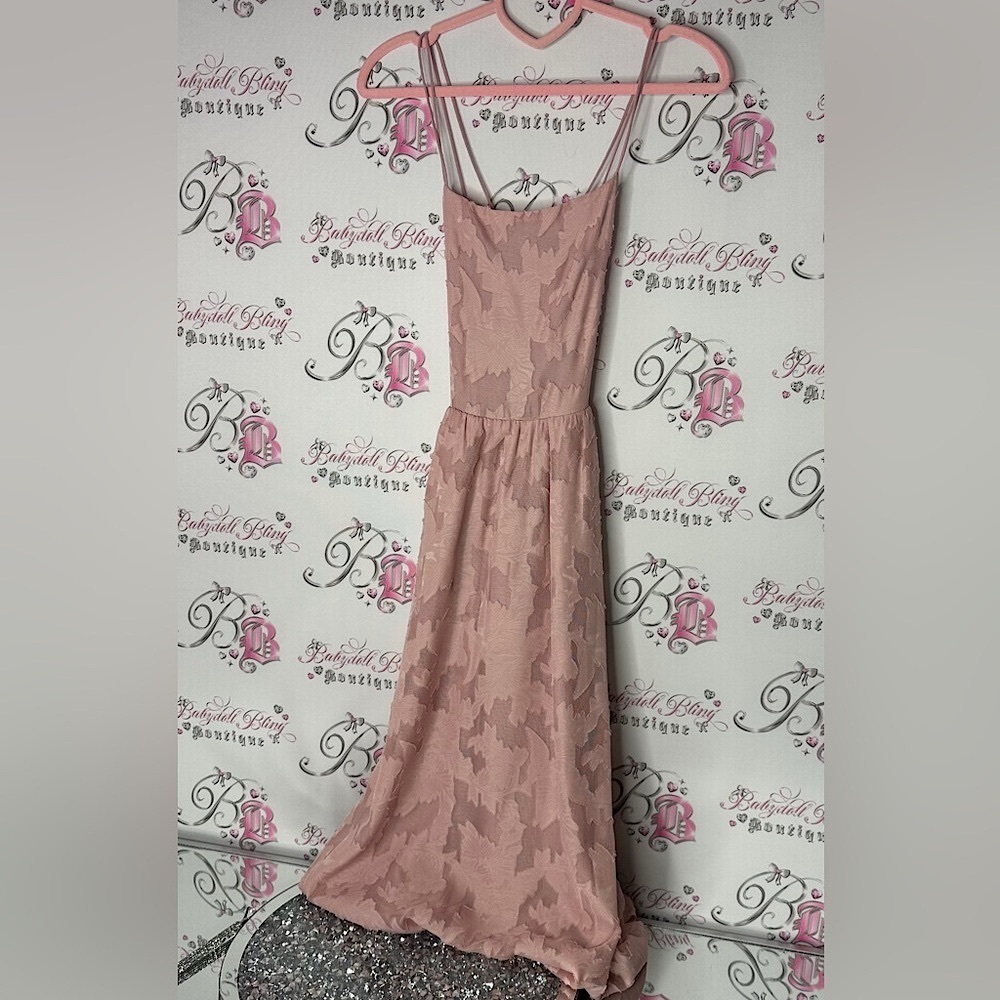 Dress open cross cross back flowers Elegant Pink Maxi Dress